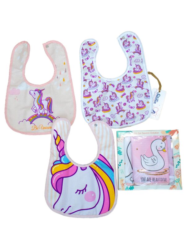 Çift Katlı  Çıtçıtlı Bebek Mama ve Salya Önlük 3 Adet STL6075