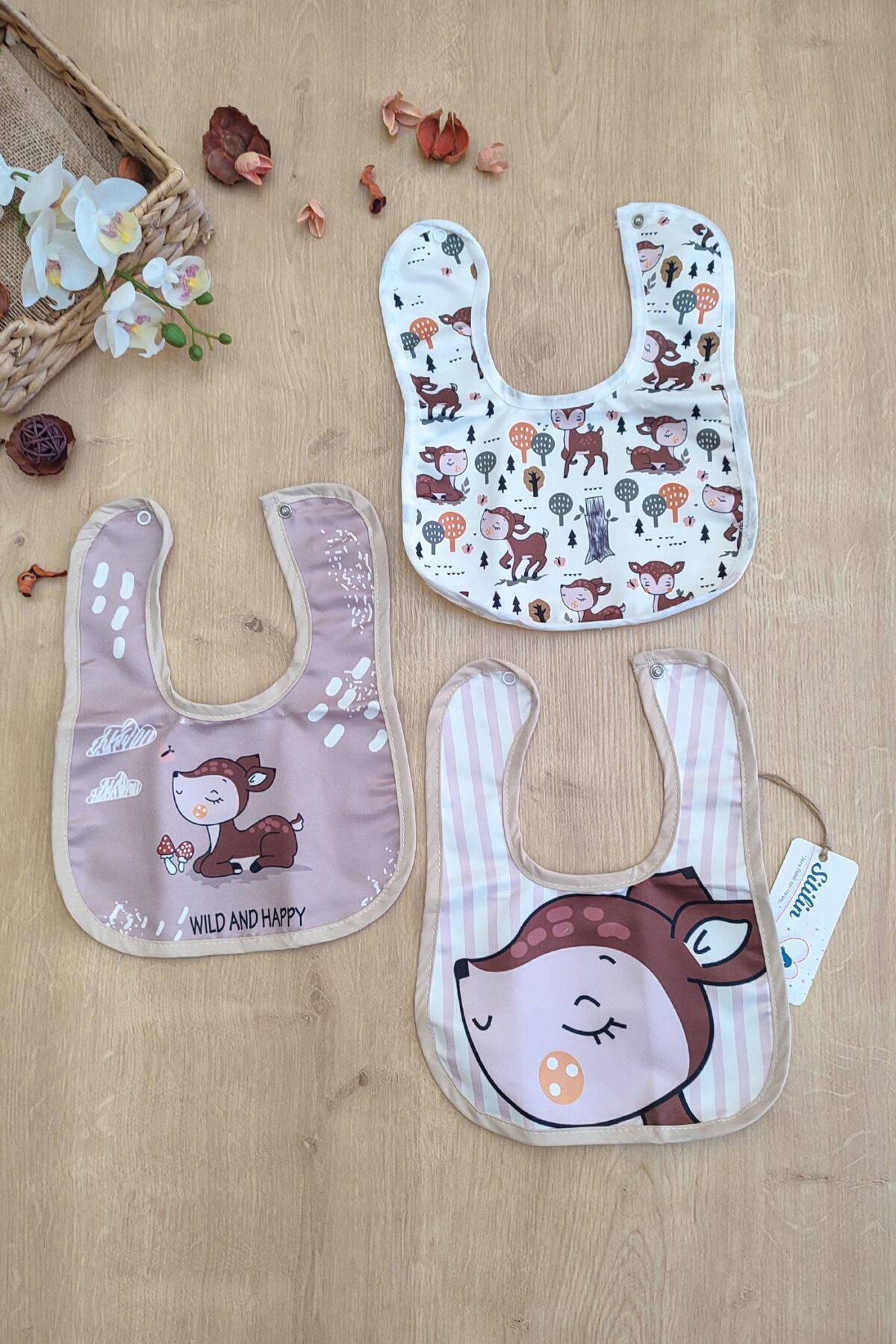 Çift Katlı Çıtçıtlı Bebek Mama ve Salya Önlük 3 Adet STL6427