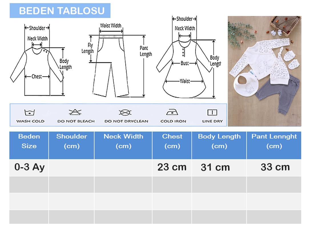 Erke Bebek Gri 5 Li Hastane Çıkışı Seti STL6557 - Görsel 5
