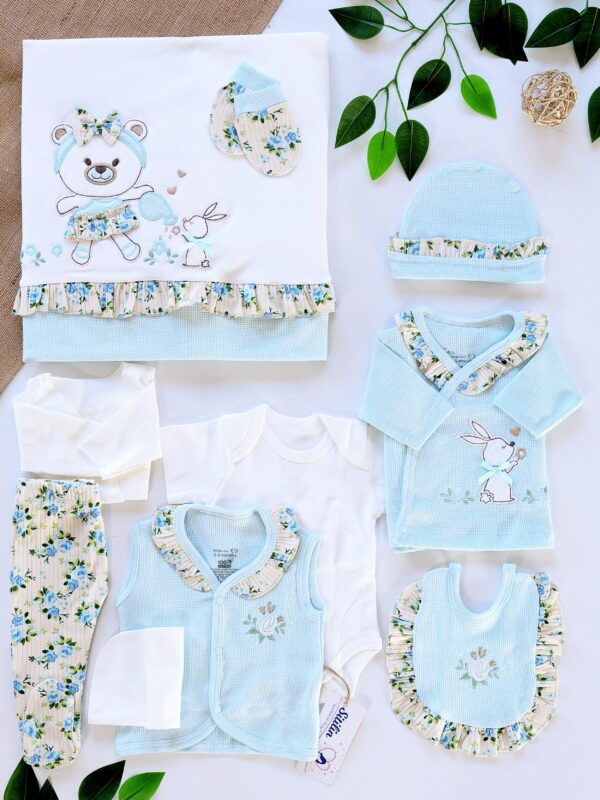 Kız Bebek Dantel Fistolu Lüks 10 Lu Hastane Çıkışı Seti STL6484