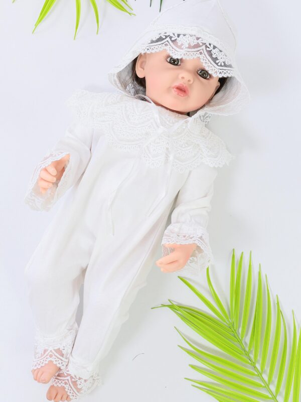 Kız Bebek Dantelli Lüks Bebek Hastane Çıkışı Mevlüt ve Özel Günler İçin Harika Tulum Set STL6503