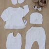 Kız Bebek Dantelli Lüks Fistolu Süslü 5 Li Hastane Çıkışı Yenidoğan Set STL6454