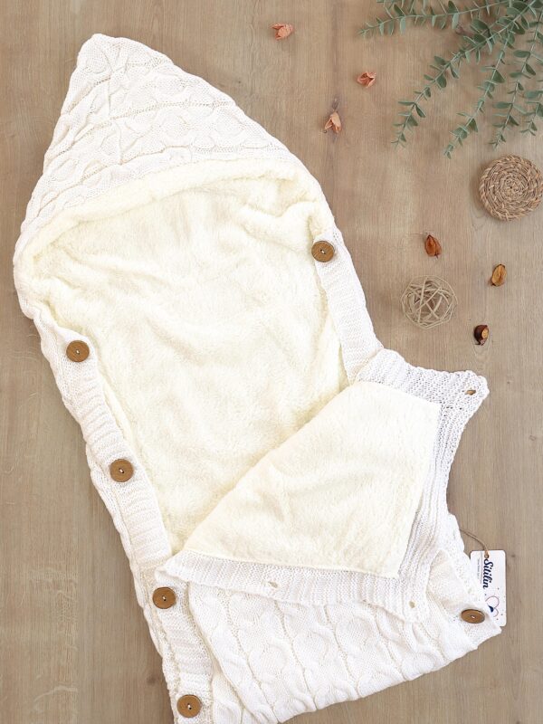Kız Erkek Bebek Düğmeli Krem Anakucağı Kundak STL6812