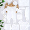Kız Bebek Ekru Dantelli Lüks 10 Lu Hastane Çıkışı Set STL5143