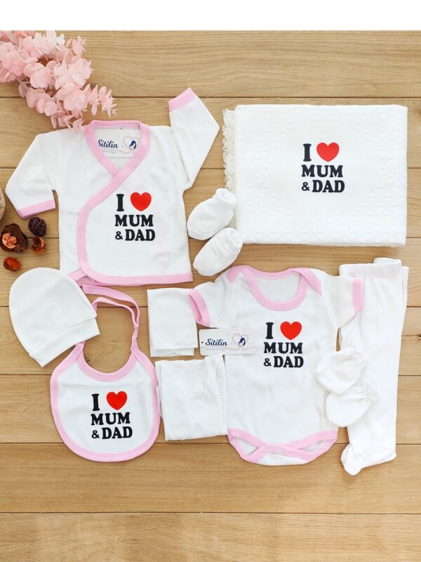 Kız Bebek I Love Mum & Dad Hastane Çıkışı 10 Lu Set STL4715