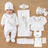 Kız Bebek Natural Kanaviçe Ekru Hastane Çıkışı Sitilin Kutulu Bebek Hediye Seti. STL11007