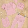 Kız Bebek Natural Pamuk Kumaş 5 Li Fistolu Lüks Hastane Çıkışı Seti STL6770