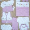 Kız Bebek Natural Pembe İşlemeli süslü Lüks 10 Lu Hastane Çıkışı Set STL6065