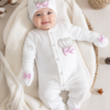 Kız Bebek Papyonlu Pembe Taşlı Süslü Tulum Seti 0-3 Ay STL6372