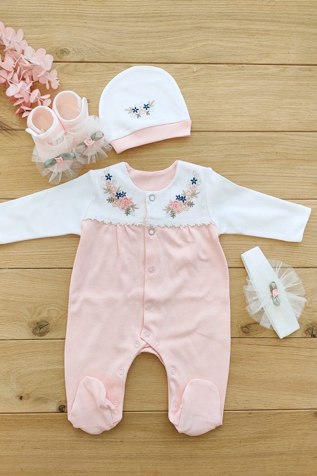 Kız Bebek Somon Hastane Çıkışı Bebek Hediyesi Seti STL4703 - Görsel 3