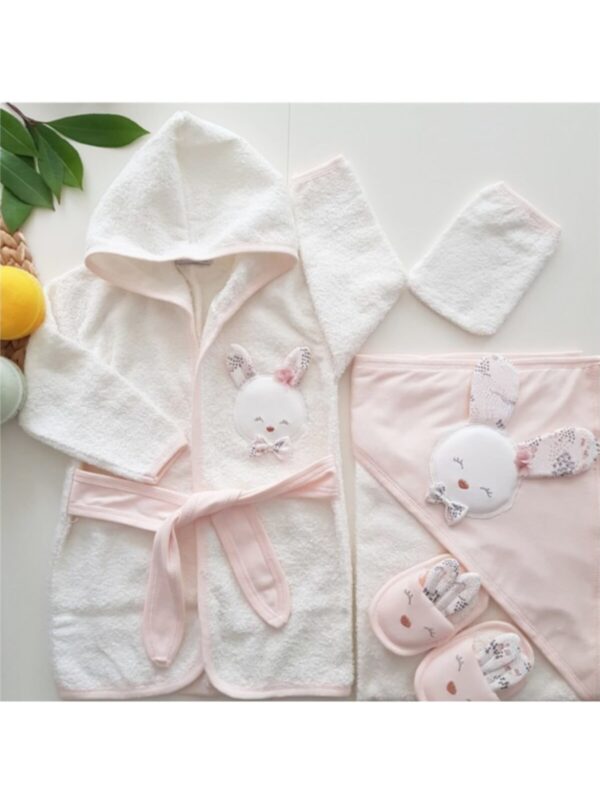 Kız Bebek Somon Havlu Bornoz Set 826 0 3 Yaş