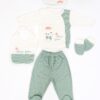 Kız Bebek Yeşil 5 Li Fiyonglu Hastane Çıkışı Seti STL7113