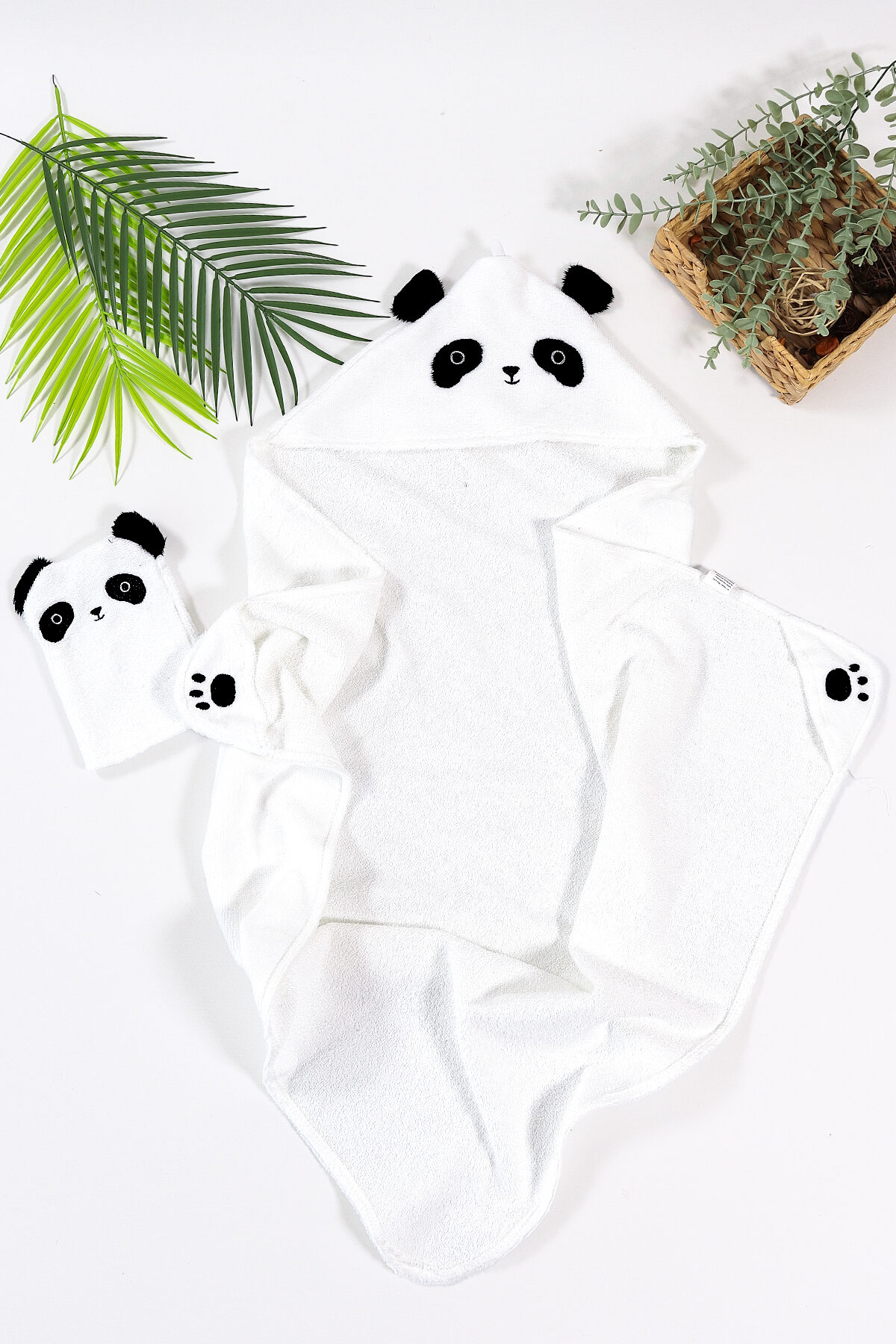 Kız Erkek Bebek Sevimli Panda Lüks Havlu Seti % 100 Pamuk Kumaş 0- 2 Yaş STL6961 - Görsel 5