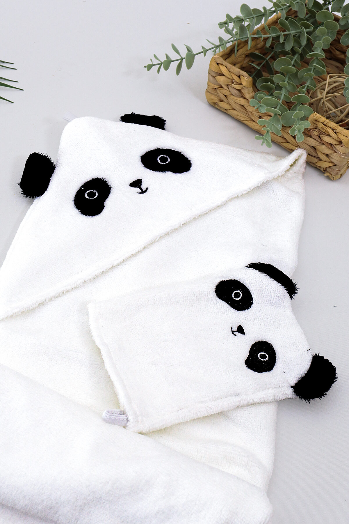 Kız Erkek Bebek Sevimli Panda Lüks Havlu Seti % 100 Pamuk Kumaş 0- 2 Yaş STL6961 - Görsel 2