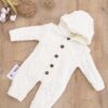 Kız Erkek Bebek Triko Kışlık Krem Tulum Mont Tavşan Kapşonlu STL6824