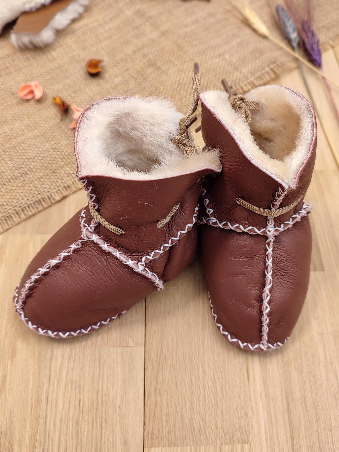 Sitilin Organik Deri Unisex Bebek Patik İçi Yünlü Doğal Bebek Botu STL6037 - Görsel 7