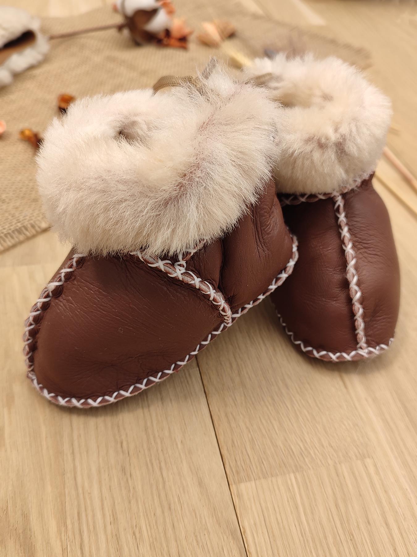 Sitilin Organik Deri Unisex Bebek Patik İçi Yünlü Doğal Bebek Botu STL6037 - Görsel 9