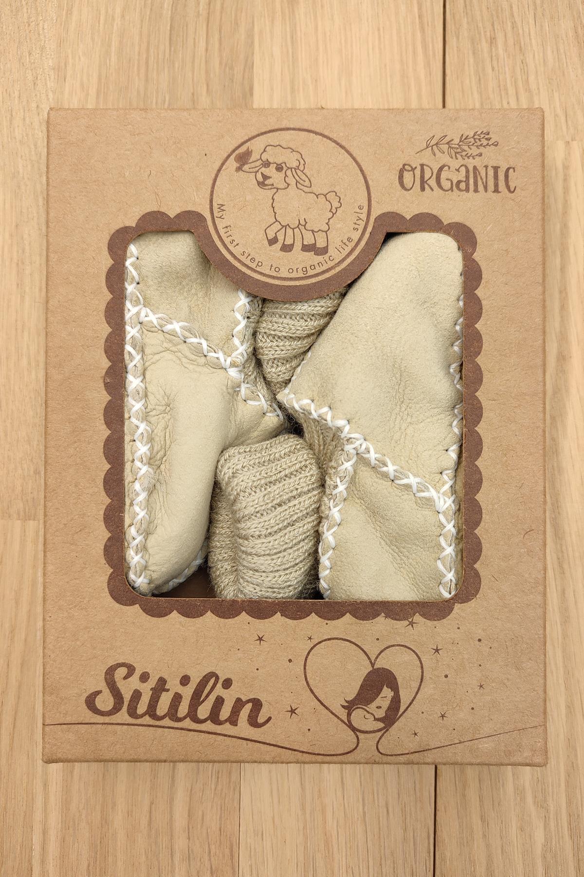 Sitilin Organik Deri Unisex Bebek Patik İçi Yünlü Doğal Bebek Çorap STL6041 - Görsel 7