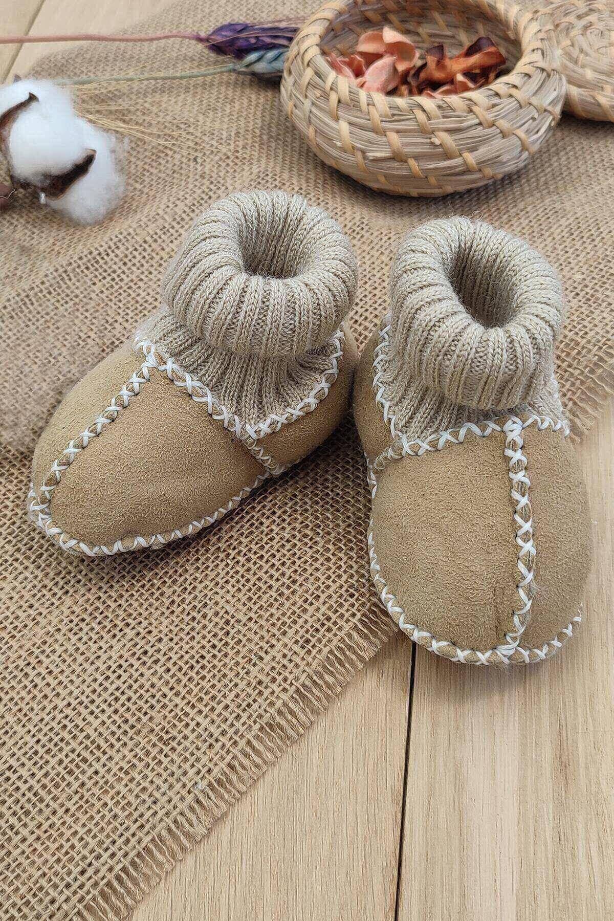 Sitilin Organik Deri Unisex Bebek Patik İçi Yünlü Doğal Bebek Çorap STL6041 - Görsel 5