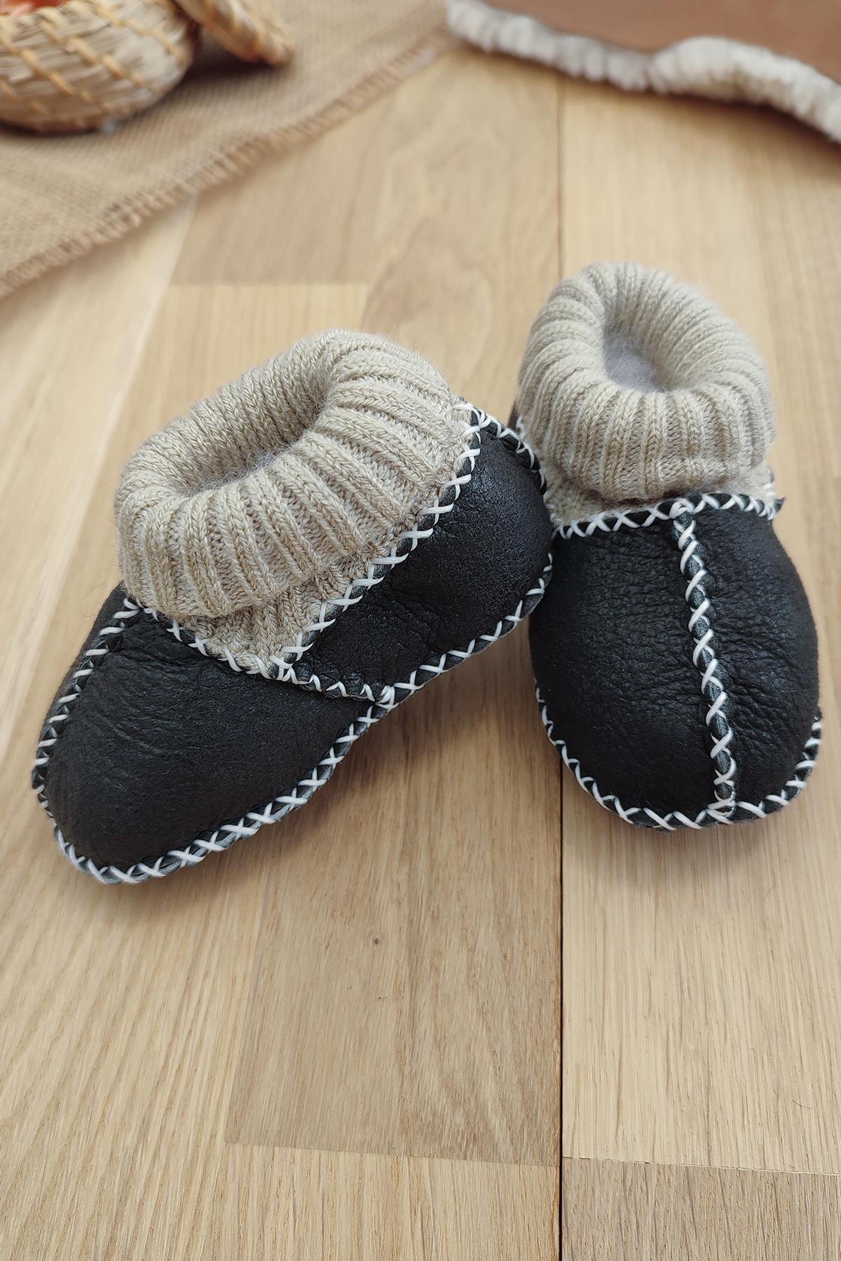 Sitilin Organik Deri Unisex Bebek Patik İçi Yünlü Doğal Bebek Çorap STL6045 - Görsel 6
