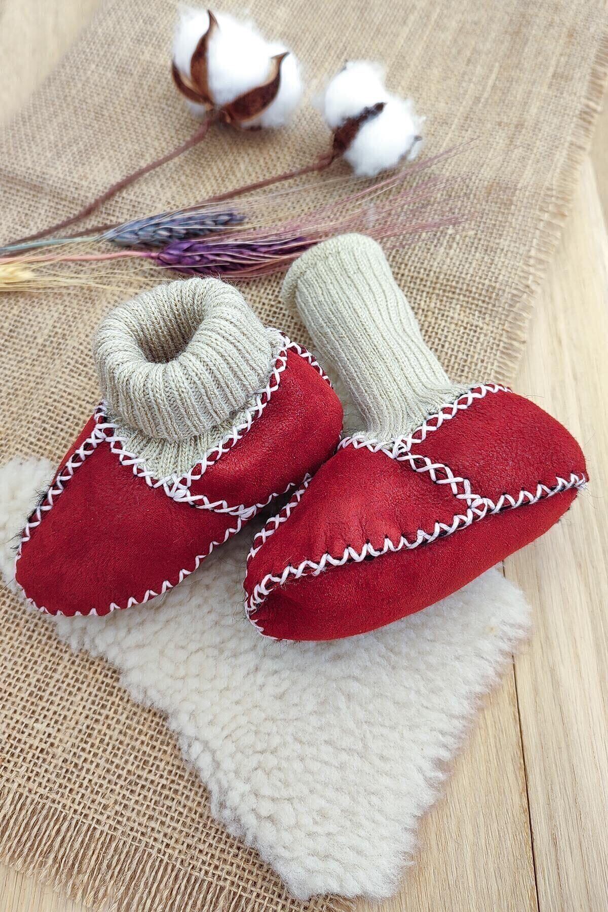 Sitilin Organik Deri Unisex Bebek Patik İçi Yünlü Doğal Bebek Çorap STL6047 - Görsel 6