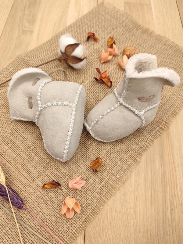 Sitilin Organik Süet Deri Unisex Bebek Patik İçi Yünlü Doğal Bebek Botu STL6220